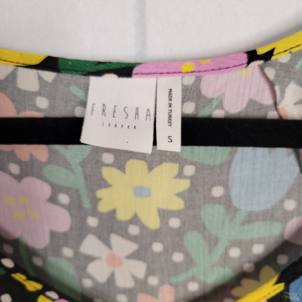 FRESHA LONDON Anita Dress size Small black floral mini casual ruffle‎ coquette - Picture 8 of 10
